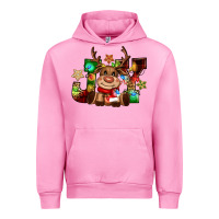 Fuchsia Pink reindeer joy christmas Urban Hoodie - CowGirlArtShop