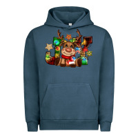 Pigment Midnight Navy reindeer joy christmas Urban Hoodie - CowGirlArtShop