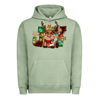 Pigment Oil Green reindeer joy christmas Urban Hoodie - CowGirlArtShop
