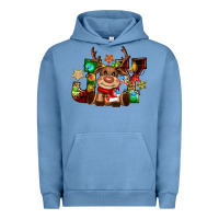 Pigment Pebble Blue reindeer joy christmas Urban Hoodie - CowGirlArtShop