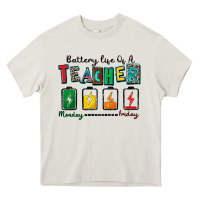 Cream battery life of a teacher Heavy Core Tee - Zillion Design Studio