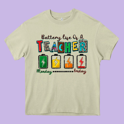Battery Life Of A Teacher Heavy Core Tee Designed By Zillion Design Studio