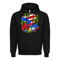 Black puerto rico hearts Zipper Hoodie - NancyCooperArtShop