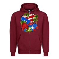 Burgundy puerto rico hearts Zipper Hoodie - NancyCooperArtShop