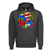 Charcoal Heather puerto rico hearts Zipper Hoodie - NancyCooperArtShop