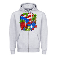 Heather Grey puerto rico hearts Zipper Hoodie - NancyCooperArtShop