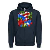 Navy puerto rico hearts Zipper Hoodie - NancyCooperArtShop