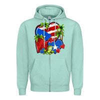 Seafoam puerto rico hearts Zipper Hoodie - NancyCooperArtShop