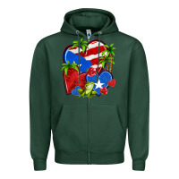 Sports Green puerto rico hearts Zipper Hoodie - NancyCooperArtShop