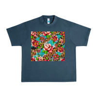 Midnight Navy tropical flowers Urban Heavy Tee - Artiststas