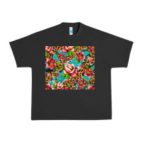 Pigment Black tropical flowers Urban Heavy Tee - Artiststas