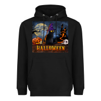Black Black Cat Halloween Heavyweight Hoodie - LillyAllenDesigns