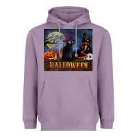 Lavender Black Cat Halloween Heavyweight Hoodie - LillyAllenDesigns
