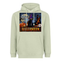 Matcha Black Cat Halloween Heavyweight Hoodie - LillyAllenDesigns
