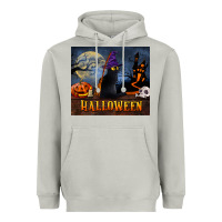 Black Cat Halloween Heavyweight Hoodie | Teevron