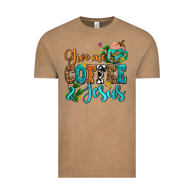 Gıve Me Coffee And Jesus Vintage Tee by AdoDesignShop | Teevron