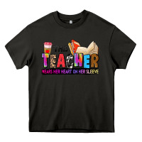 Asphalt this teacher wears her heart on her sleeve Heavy Core Tee - Zillion Design Studio