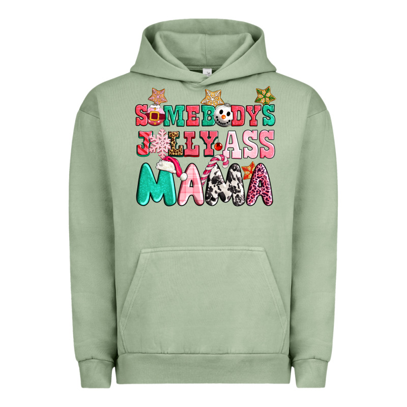 Somebody Jolly Ass Mama Pink Christmas Urban Hoodie by CowGirlArtShop | Teevron