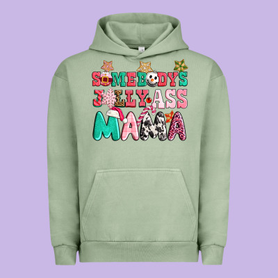 Somebody Jolly Ass Mama Pink Christmas Urban Hoodie Designed By Cowgirlartshop