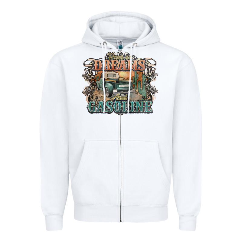 Runs On Dreams And Gasoline Truck Western Zipper Hoodie by NancyCooperArtShop | Teevron