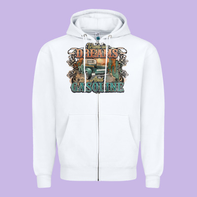 Runs On Dreams And Gasoline Truck Western Zipper Hoodie Designed By Nancycooperartshop