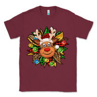 Burgundy Christmas reindeer sunflower Classic Tee - Jasminsmagicworld