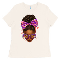 Sorority Colors Purple Carol Afro Messy Bun Woman Ladies Tee | Teevron