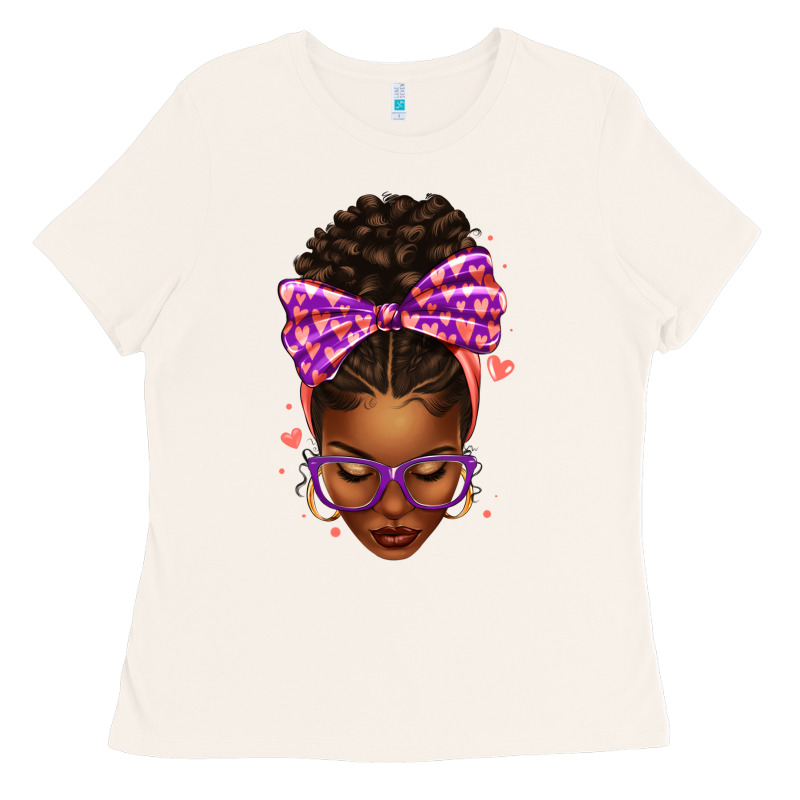 Sorority Colors Purple Carol Afro Messy Bun Woman Ladies Tee by texasbilliewilder | Teevron