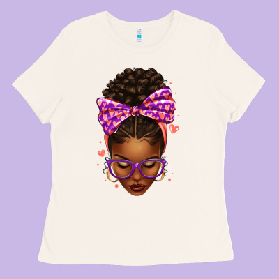 Sorority Colors Purple Carol Afro Messy Bun Woman Ladies Tee Designed By Texasbilliewilder