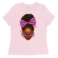 Bubblegum Pink sorority colors purple carol afro messy bun woman Ladies Tee - texasbilliewilder
