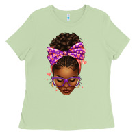 Matcha sorority colors purple carol afro messy bun woman Ladies Tee - texasbilliewilder