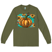 Army Green pumpkin western Long Sleeve Tee - BarkalooDesign