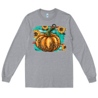 Heather Grey pumpkin western Long Sleeve Tee - BarkalooDesign