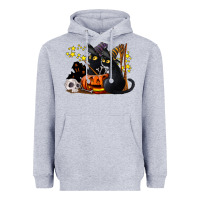 Heather Grey halloween black cats Heavyweight Hoodie - LillyAllenDesigns
