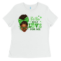 White sorority colors green its the self love for me afr Ladies Tee - texasbilliewilder