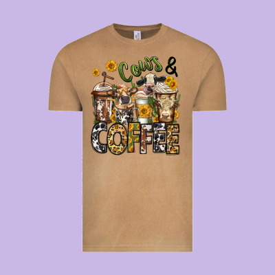 Cows And Coffee Cups Vintage Tee Designed By Jasminsmagicworld