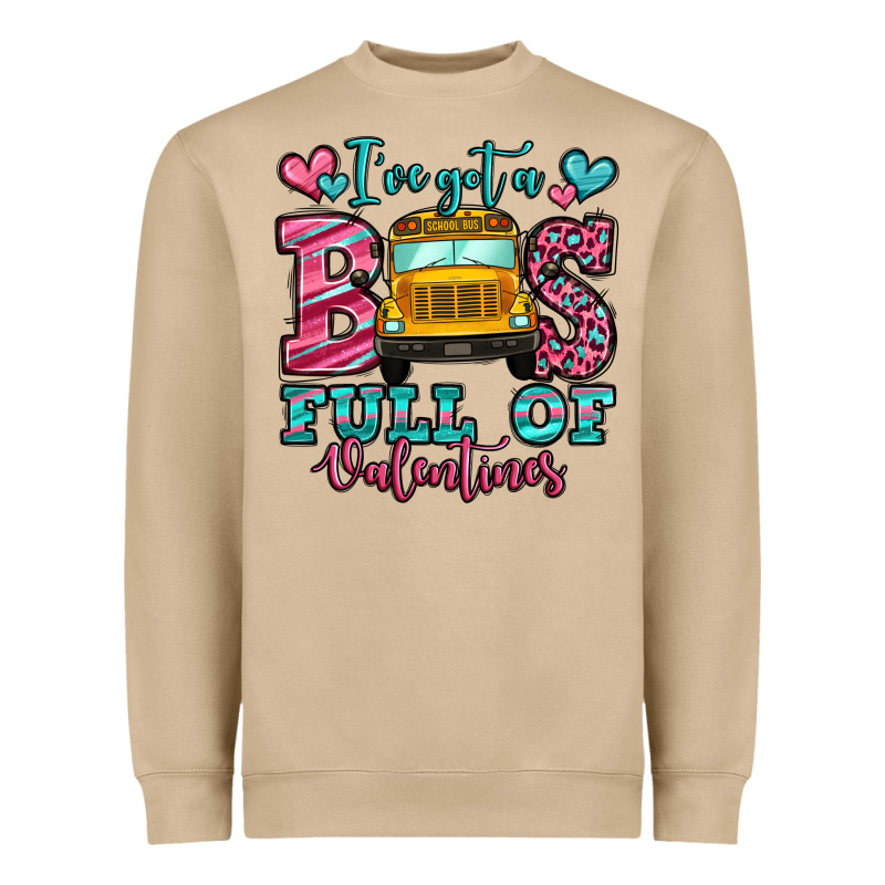 I've Got A Bus Full Of Valentines School Bus Heavyweight Sweatshirt by Jasminsmagicworld | Teevron