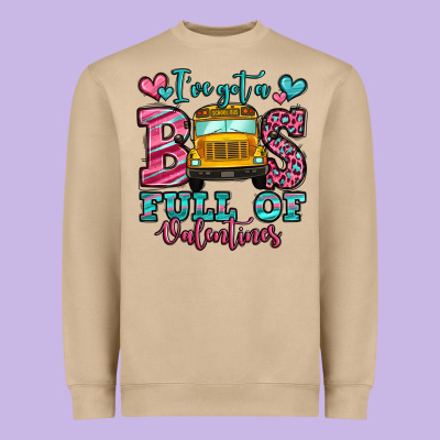 I've Got A Bus Full Of Valentines School Bus Heavyweight Sweatshirt Designed By Jasminsmagicworld