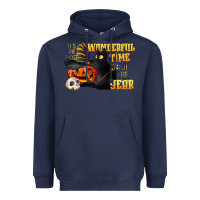 Navy wonderful time of the year halloween Heavyweight Hoodie - LillyAllenDesigns