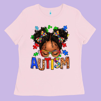 Autism Afro Girl Ladies Tee Designed By Texasbilliewilder