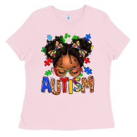 Bubblegum Pink autism afro girl Ladies Tee - texasbilliewilder