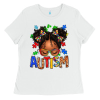 White autism afro girl Ladies Tee - texasbilliewilder