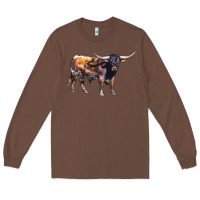 Chestnut Texas Longhorn Bull Long Sleeve Tee - LillyAllenDesigns