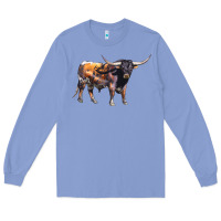 Colony Blue Texas Longhorn Bull Long Sleeve Tee - LillyAllenDesigns