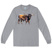 Heather Grey Texas Longhorn Bull Long Sleeve Tee - LillyAllenDesigns