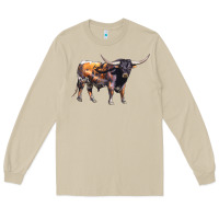 Mushroom Texas Longhorn Bull Long Sleeve Tee - LillyAllenDesigns