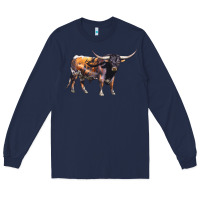 Navy Texas Longhorn Bull Long Sleeve Tee - LillyAllenDesigns