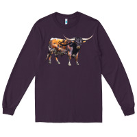 Plum Texas Longhorn Bull Long Sleeve Tee - LillyAllenDesigns