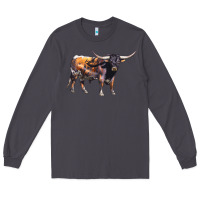 Smoke Texas Longhorn Bull Long Sleeve Tee - LillyAllenDesigns