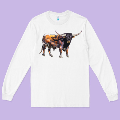 Texas Longhorn Bull Long Sleeve Tee Designed By Lillyallendesigns